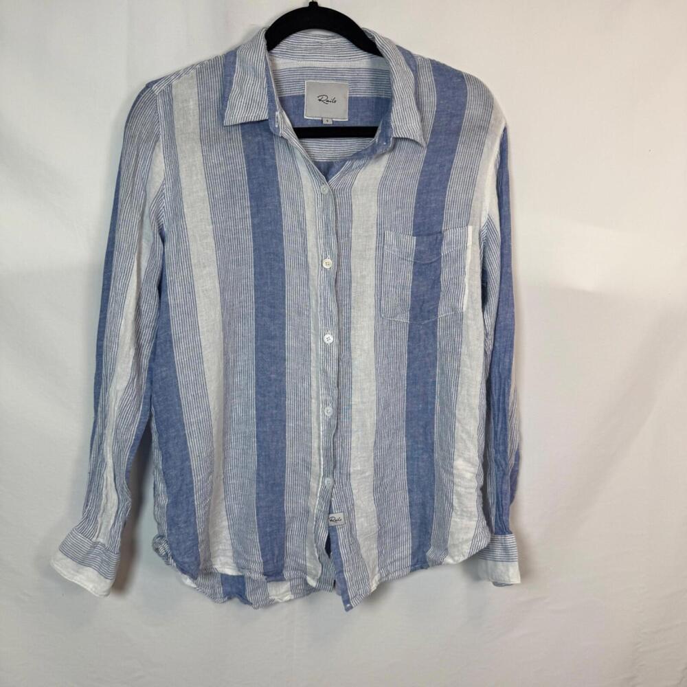 Rails Linen Blend Charli Button Down Top In Nevis Stripe Size‎ S